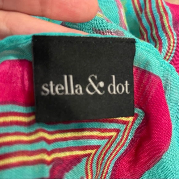 Stella & Dot BOHO Teal Magenta Green Yellow XL Scarf 37” X 80” - Picture 4 of 6